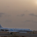 HALO on the apron in the haze.